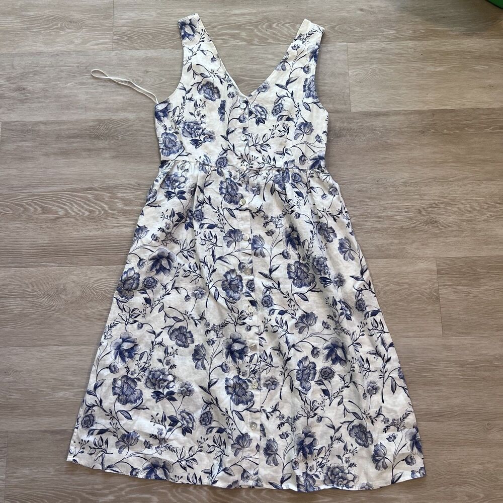 Cynthia Rowley Linen Floral Midi Dress Women's-Size 8